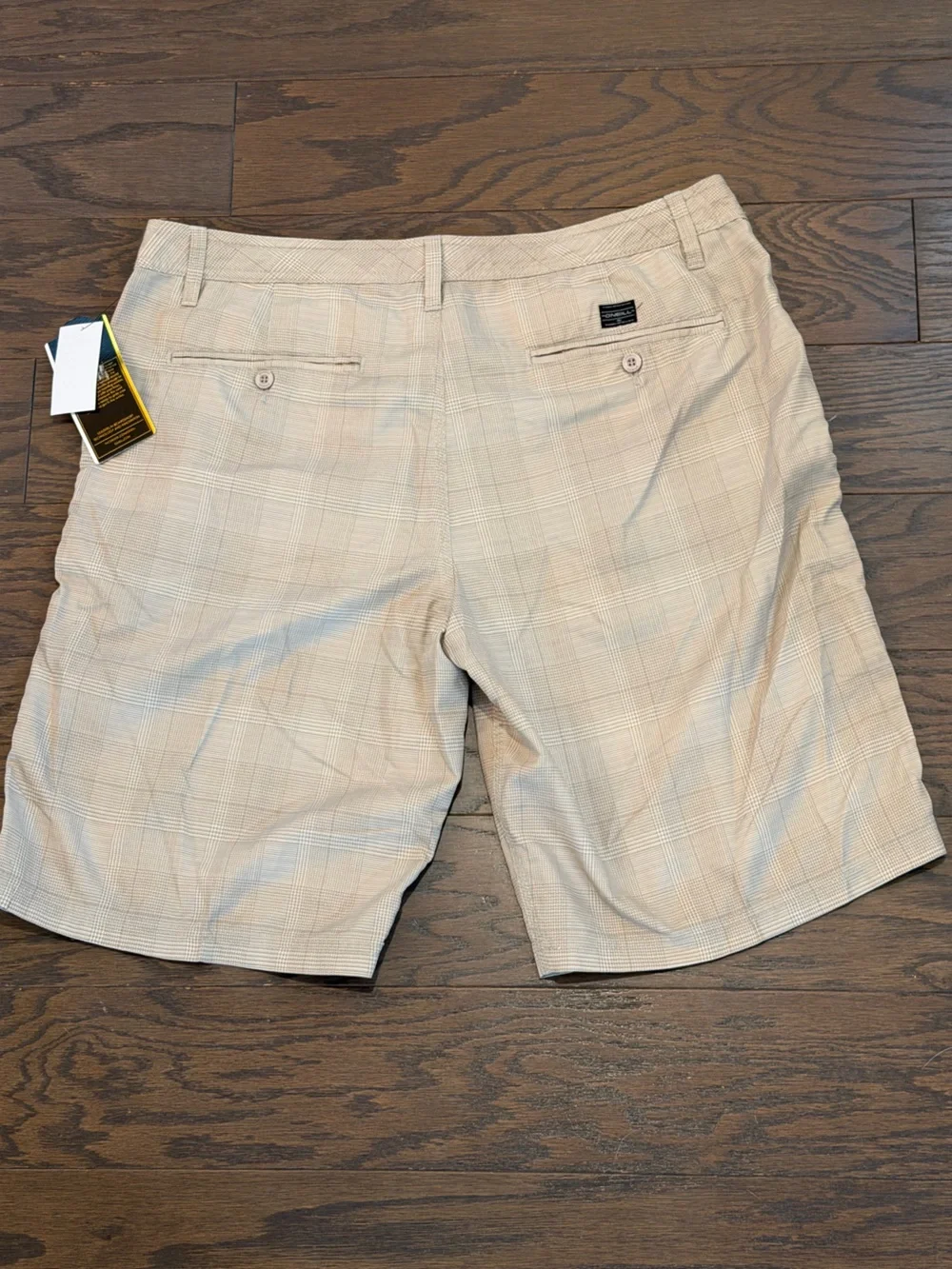 O’Neill Hyperfreak Men’s Plaid Hybrid Walk Shorts Beige Gray Size 38 NWT